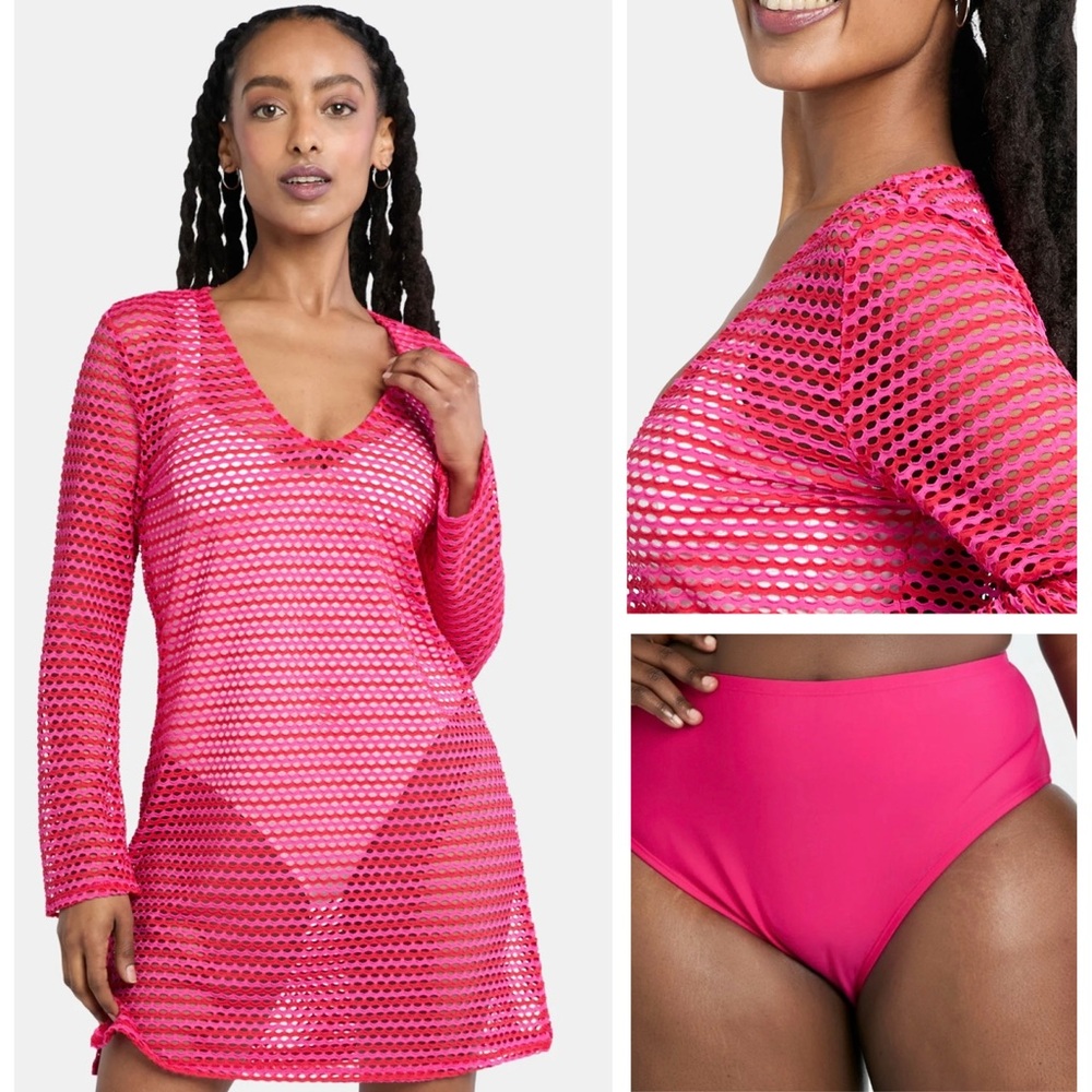 Pink Mesh Swim Cover-Up